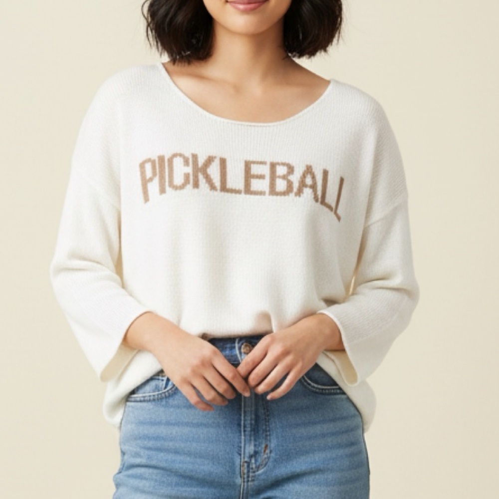 Miracle White Pickleball Sweater Size Large